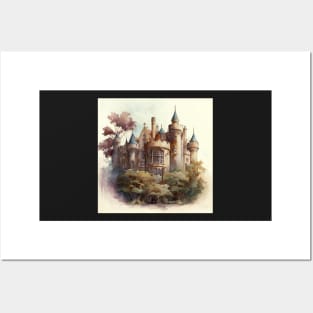 Watercolor Castle Posters and Art